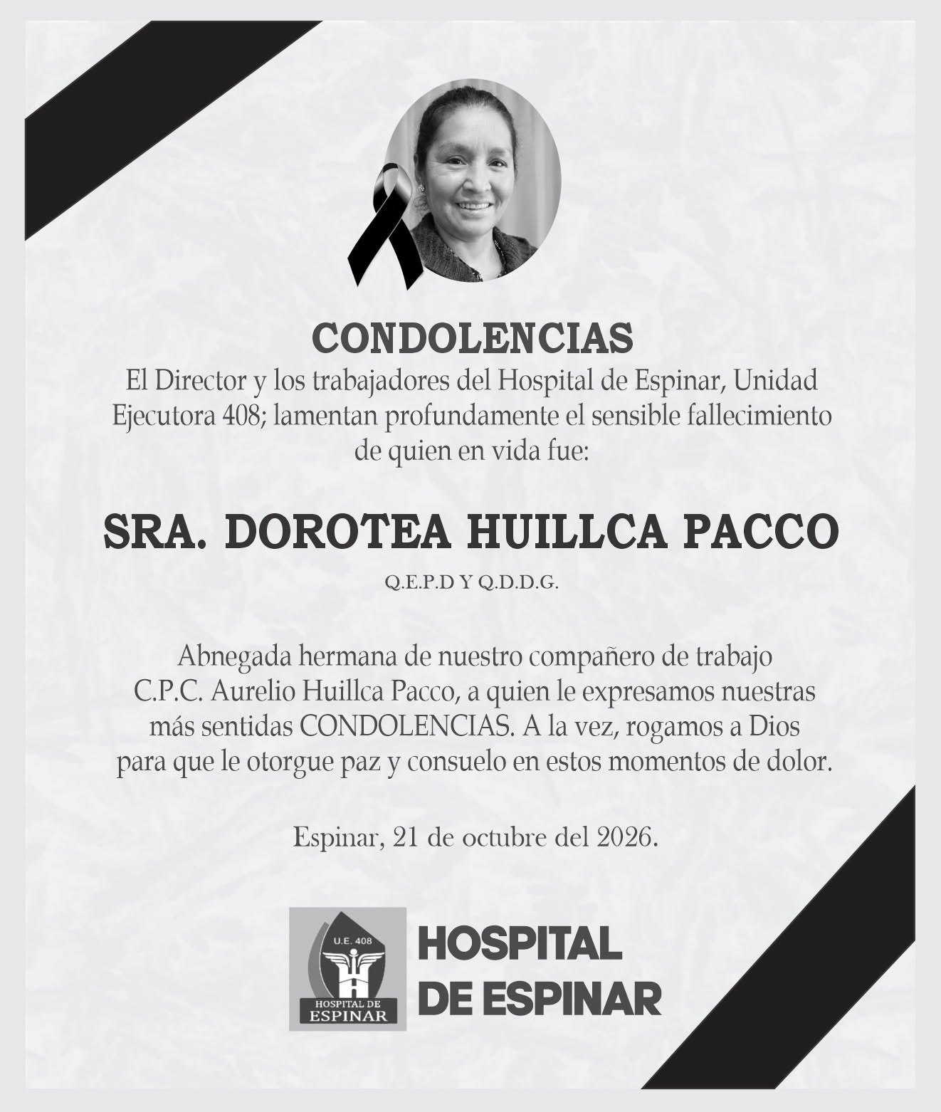 Nota de Condolencias